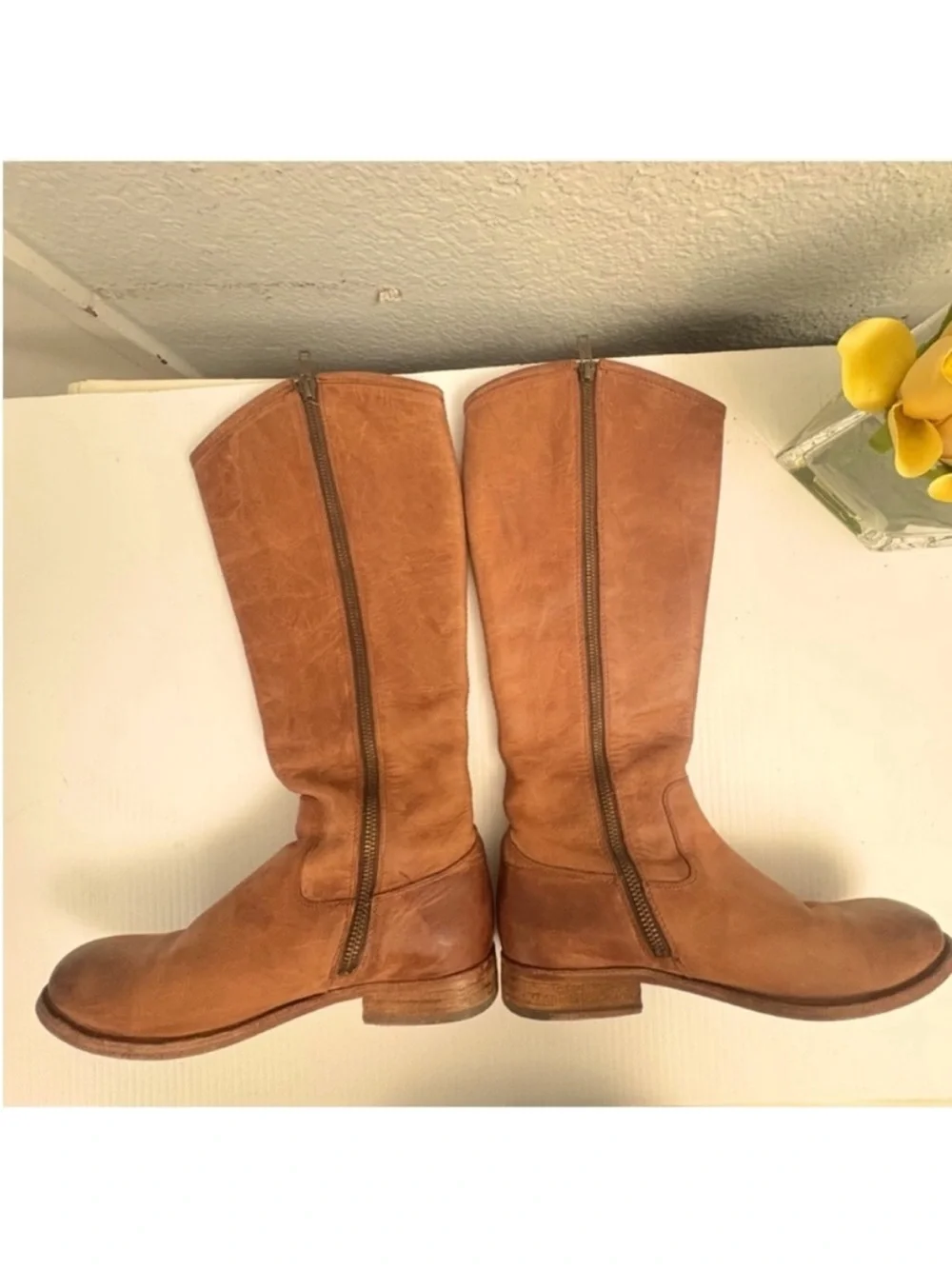 Frye Melissa Button Brown Suede Tall Riding Boots Size 7B